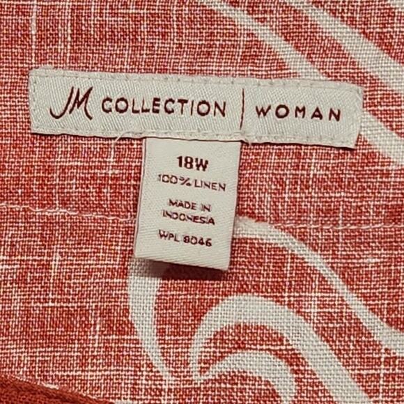 JM Collection Tunic Rust Orange White Top Womens 18w Long Shirt XL Ladies - Picture 8 of 8